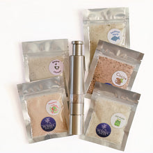 Load image into Gallery viewer, 5 Summa Salts minis with a metal thumb pump grinder