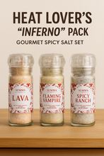 Load image into Gallery viewer, Heat Lover’s Inferno Pack – 3 Gourmet Spicy Salt Grinders
