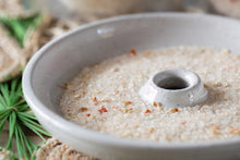 Load image into Gallery viewer, Ceramic cocktail rimmer dish filled with citrus cocktail salt, showing texture and handmade finish
